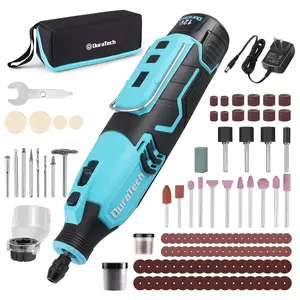 #fathersdaygift DURATECH Cordless Rotary Tool Kit, 12V Rotary Tool with 2.0Ah Rechargeable Battery, 5000-35000RPM 7 Variable Speed, 118PCS Accessories for Sanding, Polishing, Carving, Cutting, Drilling and DIY Crafts