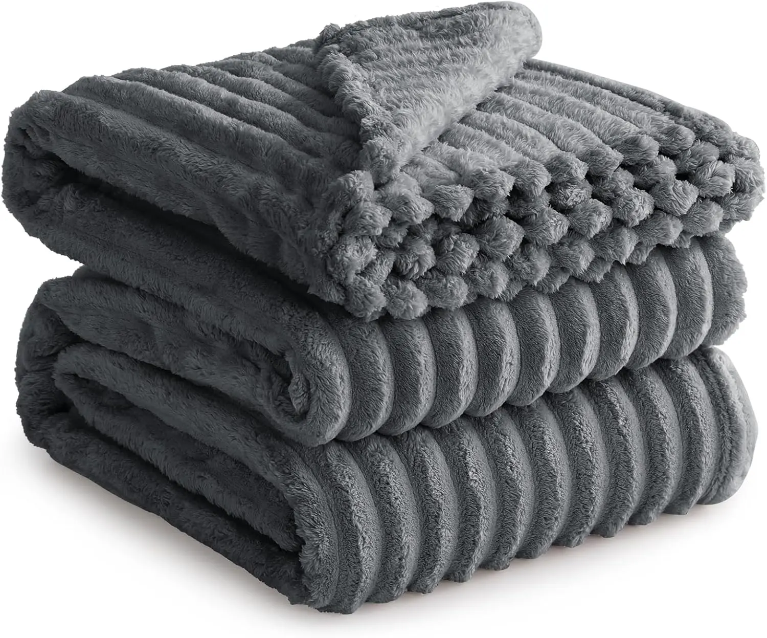 Luxury Fluffy Striped Throw Blanket, Fleece Throw Blanket Ultra Soft Plush Blanket for Sofa Couch Bedroom, Comfort Warm Lightweight Home Decor Blanket, All Season Versatile Cozy Blanket, Stylish Fuzzy Blanket Perfect for Daily Rest & Holiday Gift