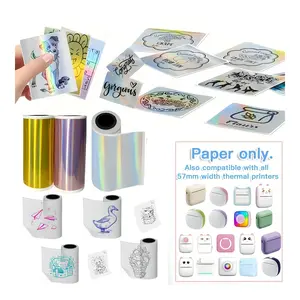 3 Roll Holographic Laser Thermal Stickers, Adhesive Labels for Mini Portable Printers, Width 57mm X Length 2.5m, Photo Notes Tags DIY