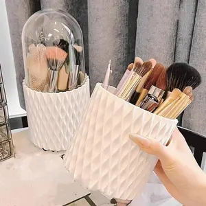 1pc Rotating Makeup Brush Holder, Dustproof Cosmetic Storage Box for Vanity, Organizer for Lipsticks & Makeup Brushes, Cosmetics Organizer Storage, Rotatable Cosmetic Organizer, Makeup Tool Organizer