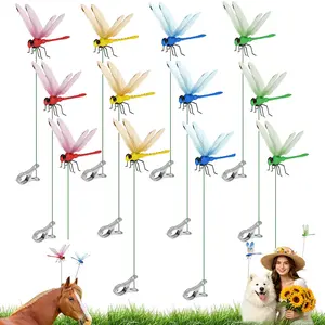12 pieces of dragonfly garden decorations, 3D dragonfly garden stakes in 4 color, perfect for garden decoration and housewarming.