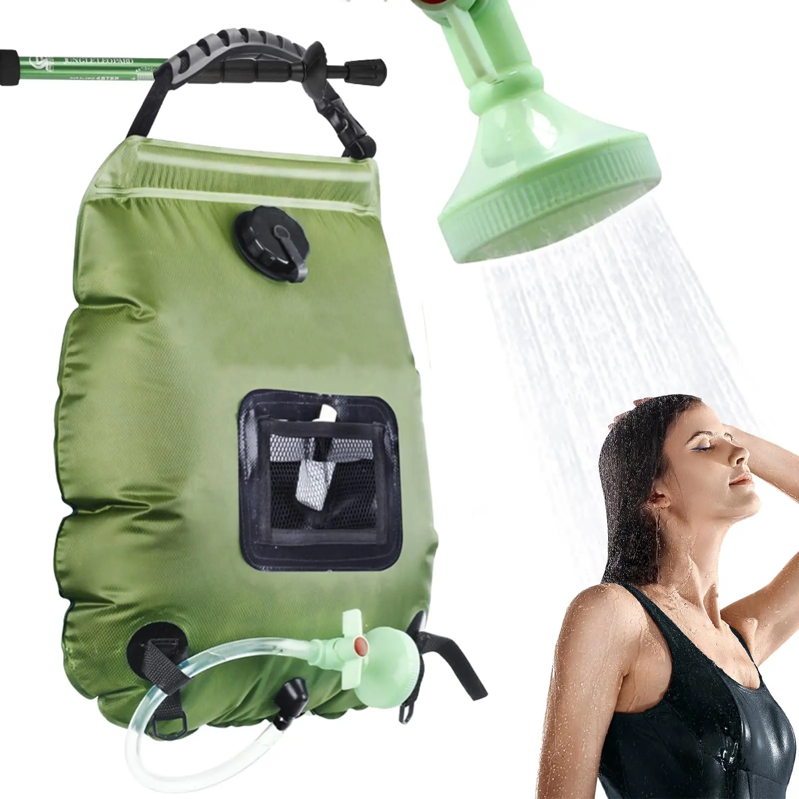 Joytutus Solar Shower Bag 5 Gal/20L Solar Heating Camping Shower Bag | Removable Hose | On-Off Switchable Shower Head | Ducha Portatil | Traveling Shower | Summerwins Portable Shower for Beach Swimming, Hiking, 20 Litres, Foldable
