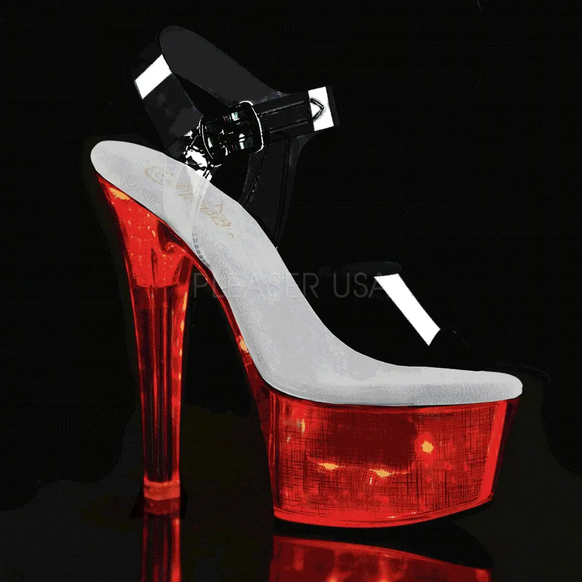 6 Inch Heel FLASHDANCE-608CH Clear Silver Hologram
