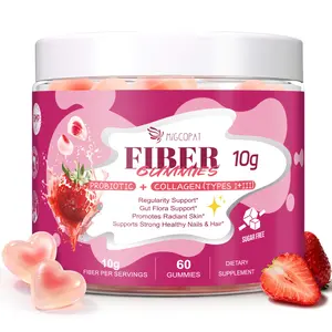 Migcopat 10G Fiber Gummies with Collagen Peptides, Hyaluronic Acid, Vitamin C, ACV & 30 Billion CFU Probiotics | Sugar Free Formula | Supports Skin, Hair, Nails & Digestive Health | 60 Count
