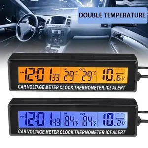 Voltage Temperature Battery Car 3-in-1 Digital Voltmeter LCD Display Clock Digital display Car color electronic clock thermometer