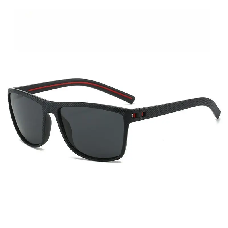Black frame, red legs, gray polarized lenses