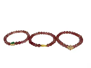 Three-piece set of strawberry crystal bracelets