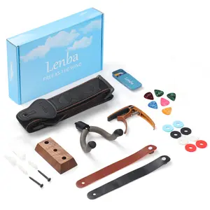 Guitar Accessories Kit - Wall Mount Hanger, Strap, Strap Locks, Headstock Strap Adapter, Picks & Capo - Ideal for Guitar Beginners and Pros - Guitar Pack