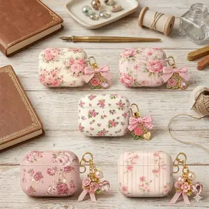 Personalized Loveshack Fancy AirPod Case Collection, Vintage Pink Floral Rose AirPods Gen 1 2 3 4 Pro Cover, Girly Aesthetic, No Keychain