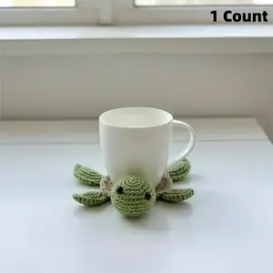 Cute Animal Design Tea Coaster, 1 Count Handmade Crochet Insulated Table Protector, Summer for Gift, Quirky Turtle Coasters