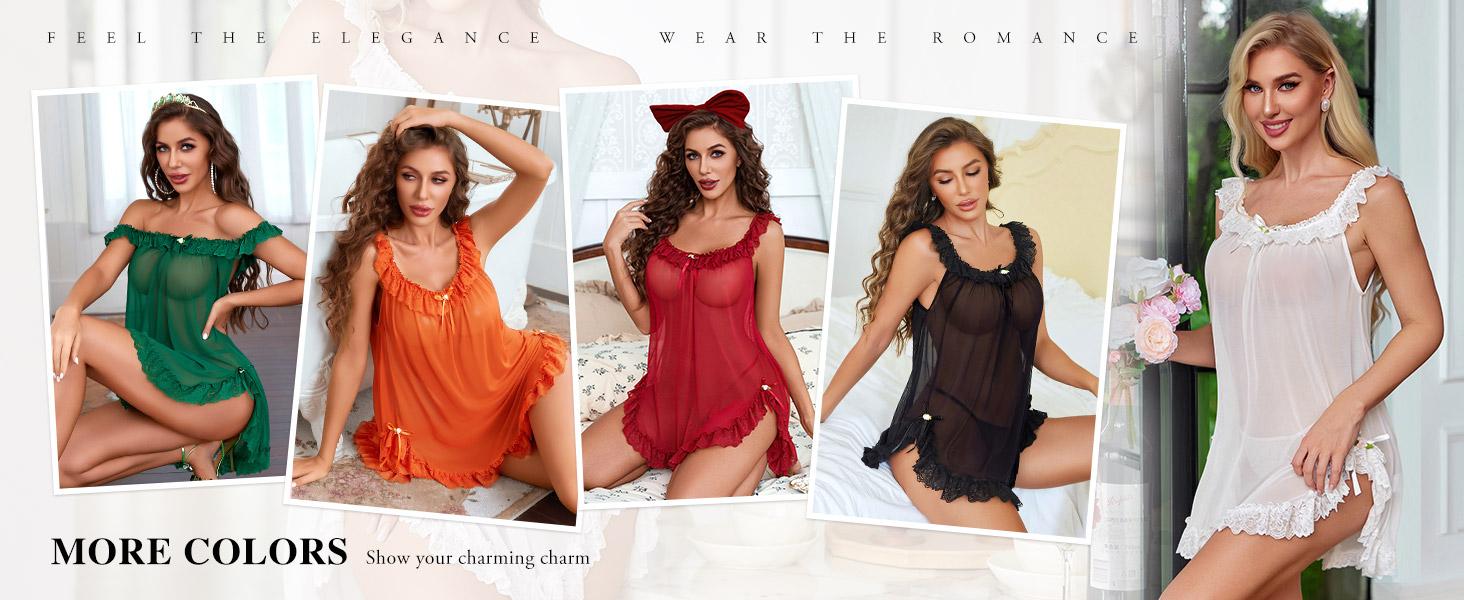Avidlove Women 2 Piece Babydoll Lingerie Set Sheer Mesh Lace Slip Nightgown | Mesh Babydoll Lingerie Set With Lace Ruffle Slip and Thong.Perfect for Honeymoon,Wedding Night and Bridal Boudoir Shoot Avidlove Women 2 Piece Babydoll Lingerie Set Sheer Mesh Lace Slip Nightgown | Mesh Babydoll Lingerie Set With Lace Ruffle Slip and Thong.Perfect for Honeymoon,Wedding Night and Bridal Boudoir Shoot