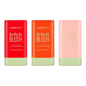 【NEW】Amococo Long Lasting Blush Stick, 3 Count Moisturizing Blush Stick, Smooth Blush for Cheeks, Lips, Eyes, Multi-use Makeup Cosmetic