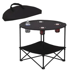 2-Tier Folding Table, Black