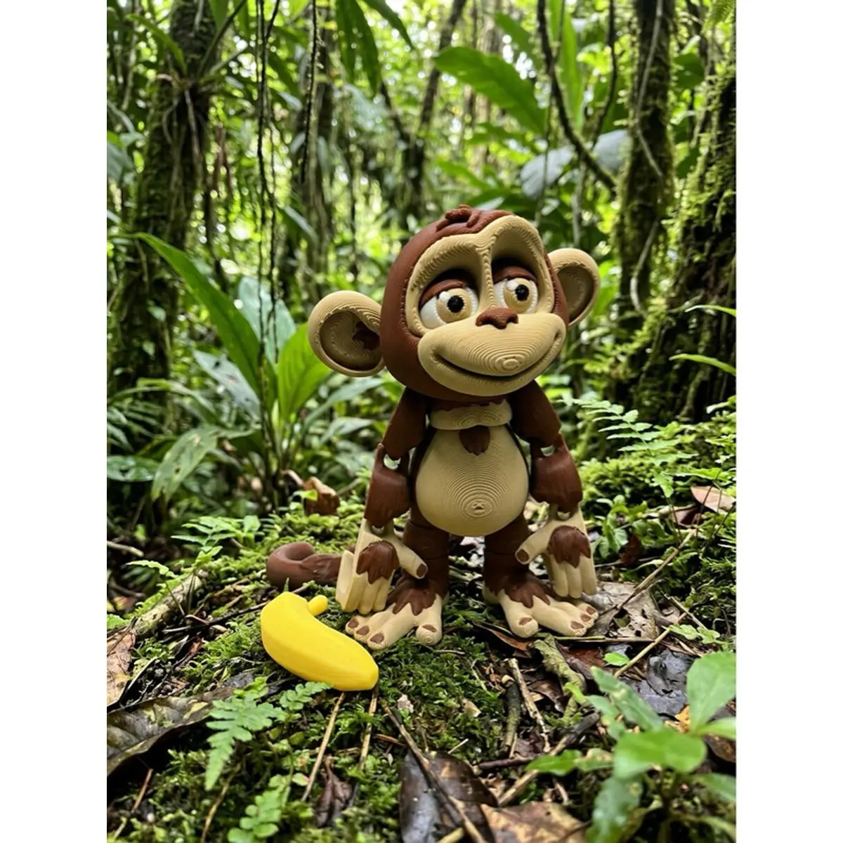 Cute 3D Articulated Monkey Fidget with Banana - Interactive Posable Fun for Stress Relief & Party Favor Gift