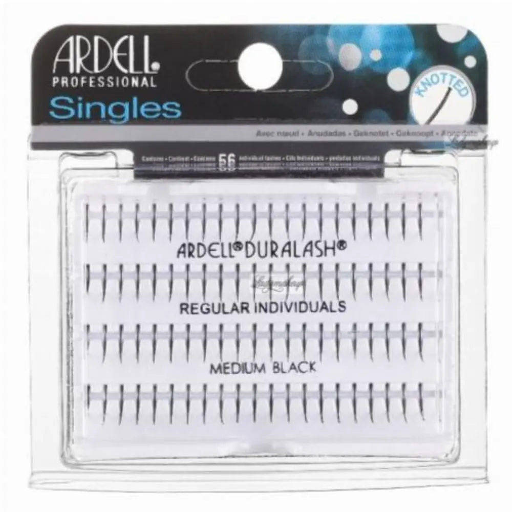 Ardell Individual False Eyelashes, 56 Medium Black Lash Clusters, L & Dd Curl, Synthetic Lash Extensions for Instant Length & Volume, Waterproof & Reusable, 56 Individual Lashes