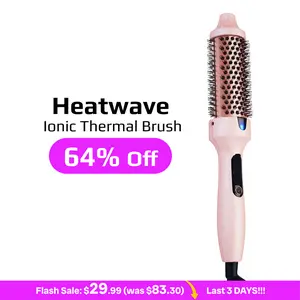 Blowout Wavy Boost 1.5 inch Heated Round Brush,Thermal Brush,Dual Voltage, Pink, Less Damage,  Hair Heated Curler Brush,Negative Ions Single,for wavy hair,hairstyling,long-lasting wave,Detangler Straightening,summer vibes,Crimper Curling Irons