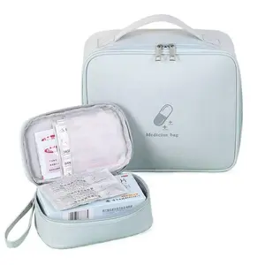 First Aid Kit for Home Travel Medical Supplies Storage Bag Portable Pill Organizer Medicine Box Emergency Kit with Clear Compartments for Medication and First Aids