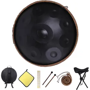 Kurd Handpan 22" D Minor - 9 Note Handpan Drum for Professional Performance, 440Hz Sound, Includes Cloth, Bracket