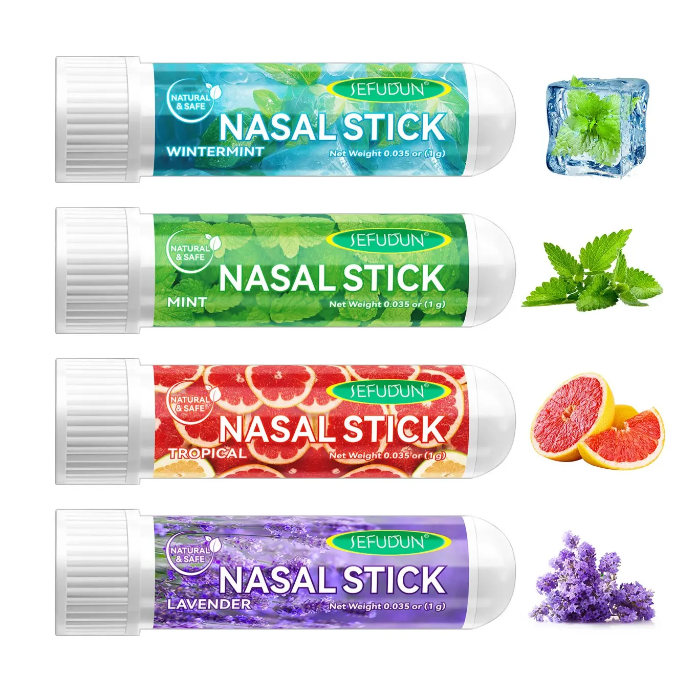 Nasal Stick (4 Pack)- Vapor Flow Technology, BetterBreathing,Natural Focus, Premium Essential Oils & MentholInhaler for Skincare & Comfort Healthcare Remedies Aid Green