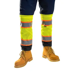 PORTWEST® Two Tone Mesh Hi Vis Leg Gaiters - 2" Reflective Silver Tape - Yellow - US389