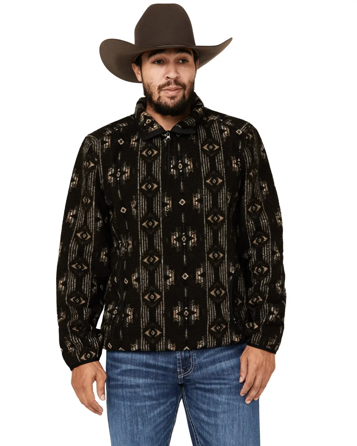 Rock & Roll Denim Men's And Men'S Southwestern Print Berber Pullover - Bm91c02295
