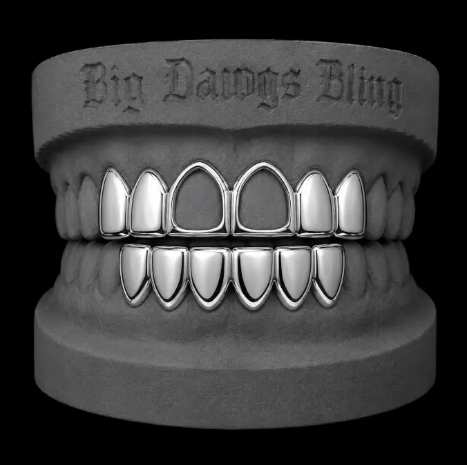 925 Silver Electroplated Open Face Joker Grillz Set