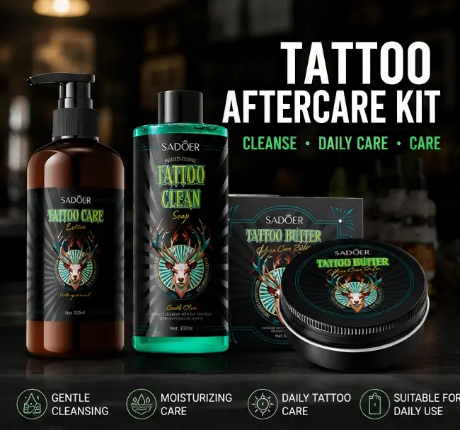 SADOER Tattoo Care Kit Set, Tattoo Clean Soap, Moisturizing Lotion & Tattoo Butter, Daily Tattoo Care Routine for Fresh-Looking Skin