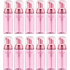 12PCS 2Oz Empty Clear Rose Red Foam Pump Bottle, Travel Foamer Soap Dispenser for Lash Shampoo, Hand Soap, Foaming Cleaner(Rose Red Pump) - Home Improvement.
