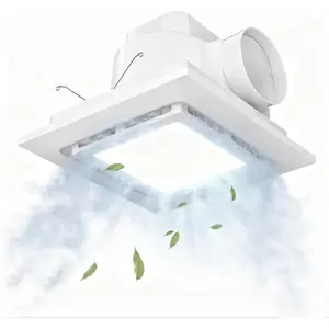 Quiet Bathroom Exhaust Fan with Led Lights, 110 CFM  1.0 sone, 8"x8" Opening, .9.4" Housing Ceiling Vent, Extractor for Ventilation, Garage, Basement,