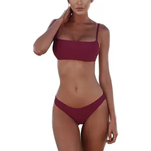 Bikini Set Swimsuits for Women Low Waisted  Swimwear with Brazilian Push up Cheeky Bottom Bathing Suits Sneaky lingerie