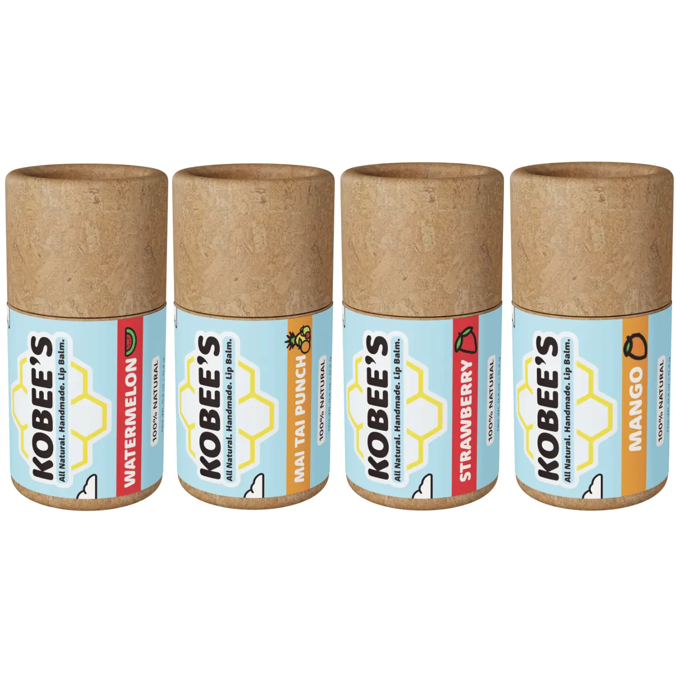 KOBEE'S - Fruit Flavor 4 Pack Lip Balm - Lip Moisturizer Coconut Hydrating