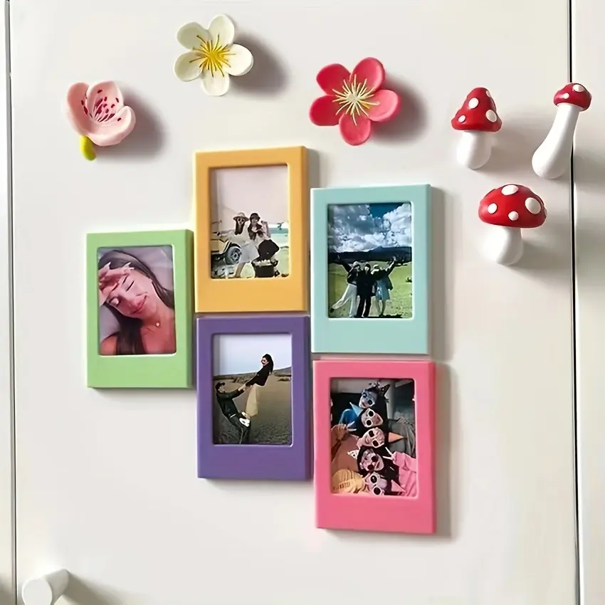 Magnetic photo frame，5/8pcs Color 3 Inch Magnetic Photo Frame, Refrigerator Magnetic Photo Frame for Fujifilm Instax Negatives, Photo Display, Record Beautiful Moments - Office, Kitchen, Living Room, Bedroom Decoration, Valentine'S Day, Birthday, Decor so