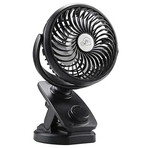 5000 mAh Battery Operated Clip On Fan Auto Rotation Personal Fan USB Rechargeable Desk Fan Stepless Speeds Control, Powerful Airflow for Hurricane, Camping, Office, Car