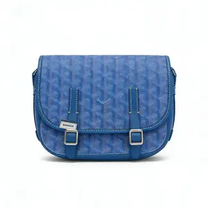 Pre-owned Goyard Belvedere Blue Double Button Small Postman Bag 24*6*17cm th260301135