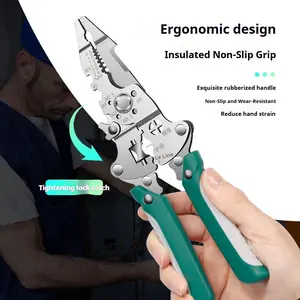 Foldable 16-in-1 Wire Stripper & Electrician Pliers — Heavy-Duty Carbon Steel Multi-Tool with Pulley Design, Compact Ergonomic Hand Tool for Stripping, Winding, Splitting, Crimping & Wire Cutting, Durable Hardware Wirecutters for Electrical Work tools