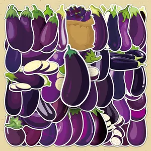 Eggplant Pattern Sticker, 100pcs/set Repeated Pattern Creative Vegetable Graffiti Decorative Sticker, DIY Decorative Sticker for Scrapbooking & Journal Making