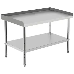 GARVEE 60x24x30 Inch Stainless Steel Grill Stand Table with 400 Lbs Capacity, NSF Certified, Adjustable Legs, and 2 Inch Edge Baffle for Commercial, Hotel, and Home Kitchen Use