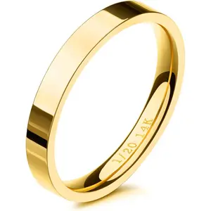 3mm 14K gold-plated ring, suitable for women, exquisite stackable gold ring, beautiful gold thumb and pinky ring, anti-oxidation, comfortable to wear, sizes 4 to 11 (gold, size 6): clothing, footwear and jewelry, holiday gift