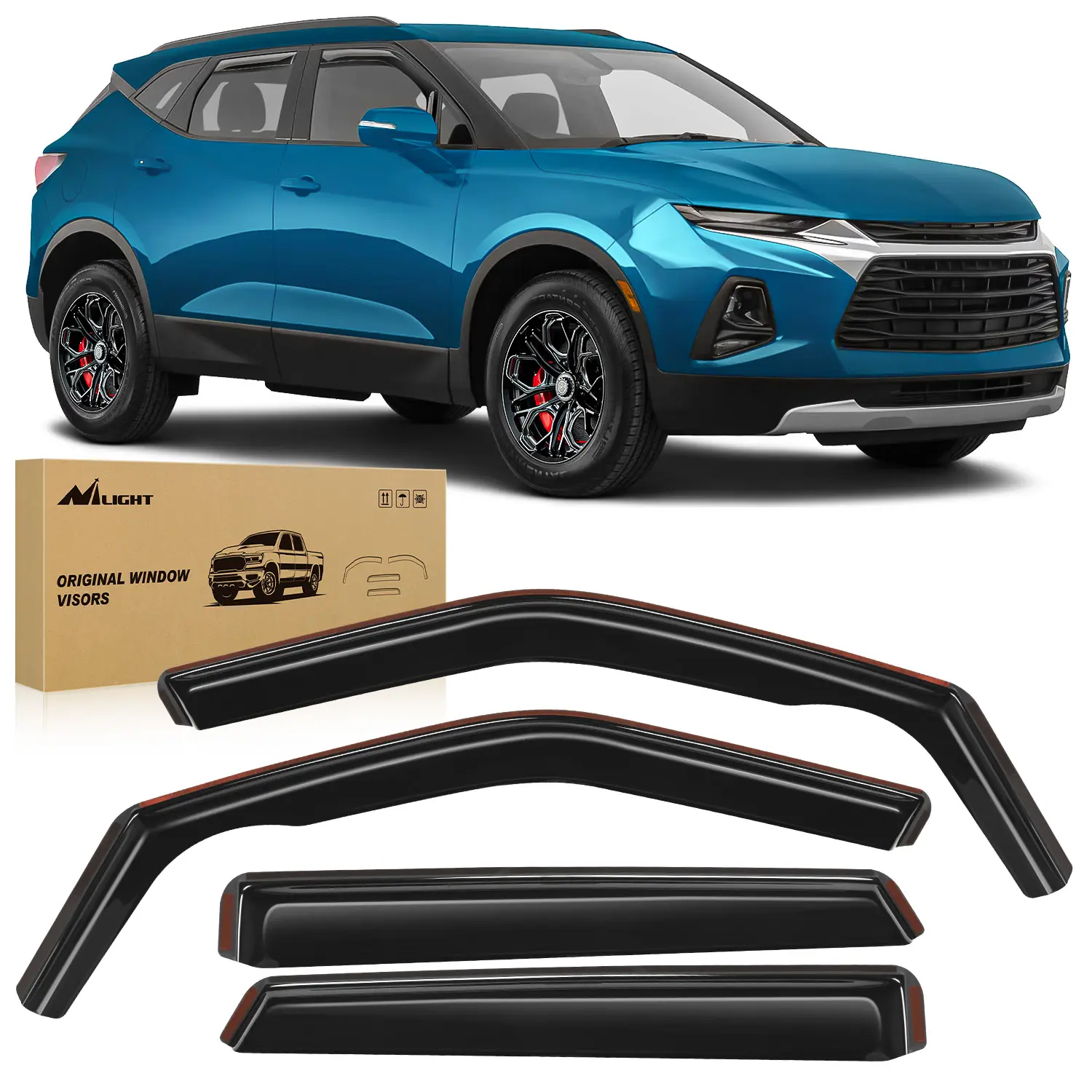 Nilight In-Channel Window Deflectors for Chevy Blazer 2019-2026, Automotive Car Accessories Vent Visors, 4PCS, Keep Rain Out, Reduce Wind Noise