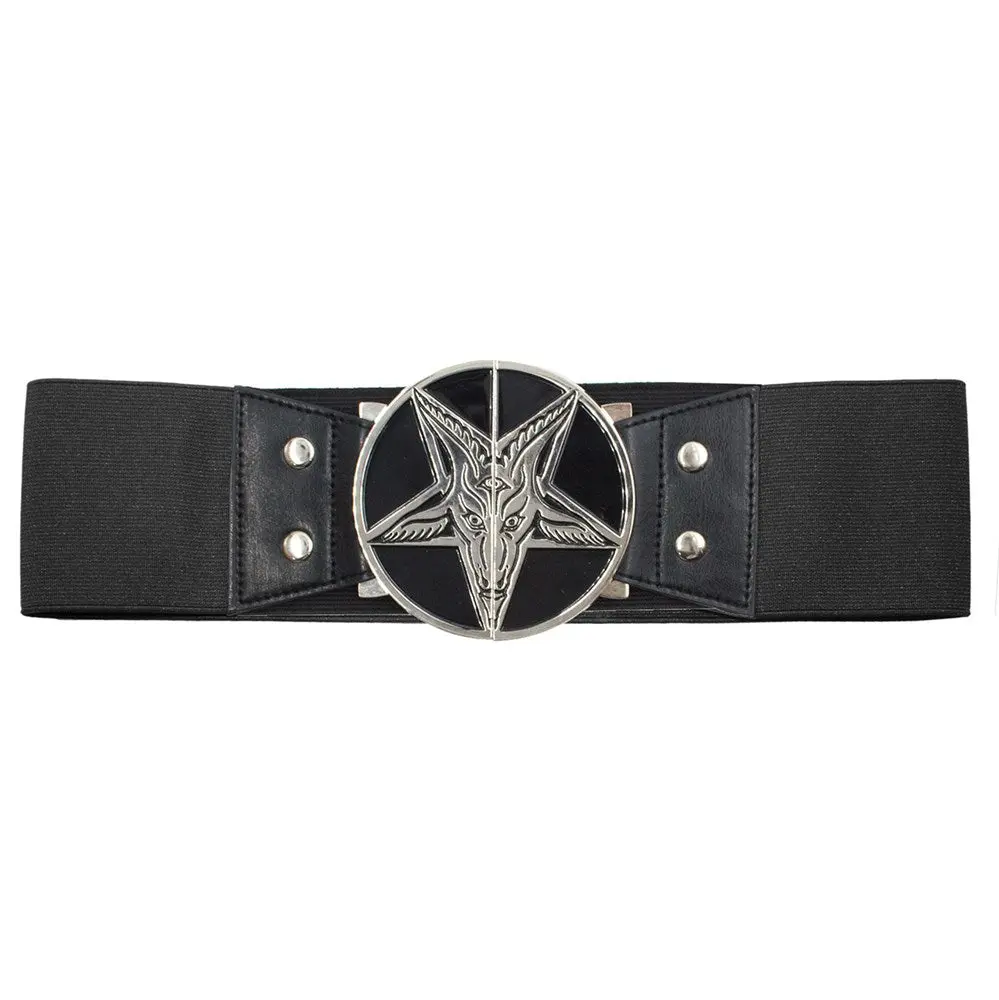 Women's  Elastic Waist Belt Goat Head Black