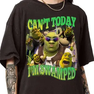 Can't Today I'm Swamped Shirt, Shrek Funny Trending Shirt _Trending Tee, Shrek Face Meme Shirt Classic Cotton