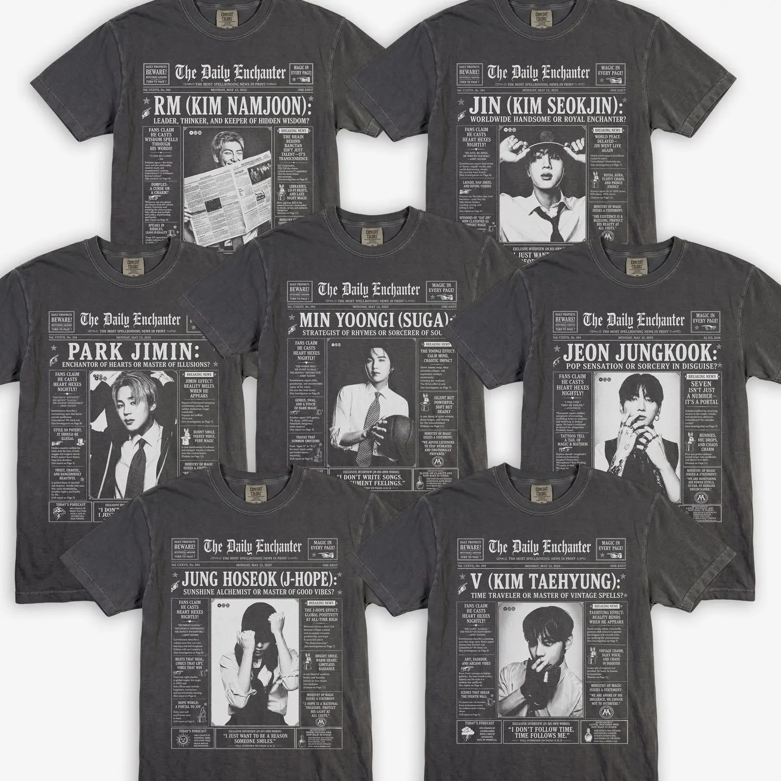 Vintage Arirang Newspaper Shirt, Retro Kpop Graphic Tee, Members Daily Enchanter Tee