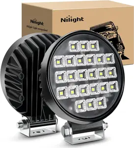 Nilight 4.3 Inch Round LED Work Lights (2PCS) - 72W 5760LM 150° Wide Angle Beam Off Road Lights with Integrated Toggle Switch, Waterproof Flood Lamps for Heavy Equipment Vehicles, Trucks