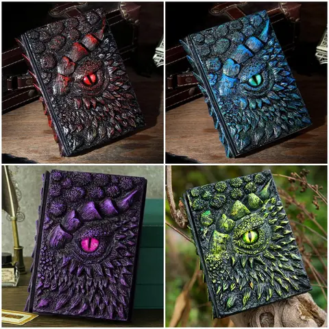 TOPFISH Handcrafted 3D Dragon Eye Embossed Journal Notebook - Detachable DnD Blank Paper, Resin Engraved Home Decor Accessory, Adhesive Bonding, Bold 3D Art, Unique Cool Gifts for Him, Anniversary Birthday Gifting