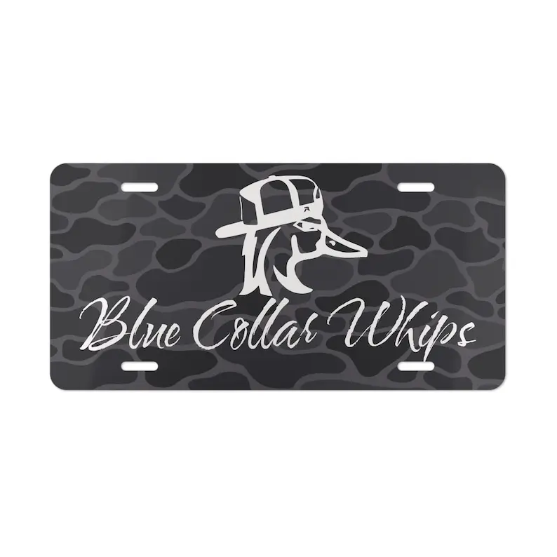 License plate black camo "redneck duck", old school camo