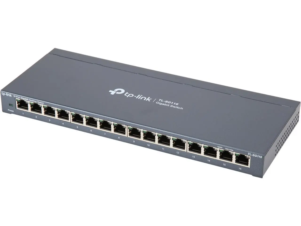 TP-Link 16 Port Gigabit Ethernet Network Switch, Desktop/ Wall-Mount, Fanless, Sturdy Metal w/ Shielded Ports, Traffic Optimization, Unmanaged, Limited Lifetime Protection (TL-SG116)