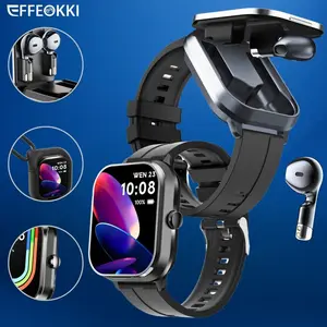 EFFEOKKI 2-in-1 Smartwatch with Earbuds – 2" Display, Wireless Call, Music, NFC, Fitness Tracker, Silicone Sleeve, Compatible with iPhone/Android