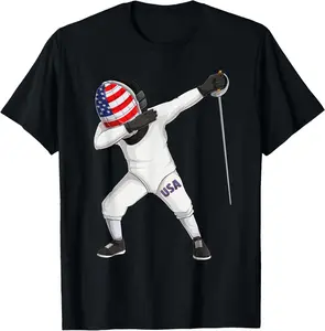 100% Cotton Funny fencing dabbing fencer sport men women T-Shirt