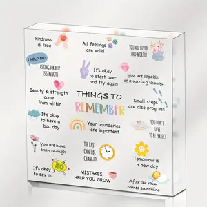 Acrylic Desktop Plaque, Creative Square Acrylic Ornament, Novelty Desk Decor, Desktop Decoration for Home Office, Gift for Women, Recovery Self Care Encourage Gifts, Motivational Plaque, Signs