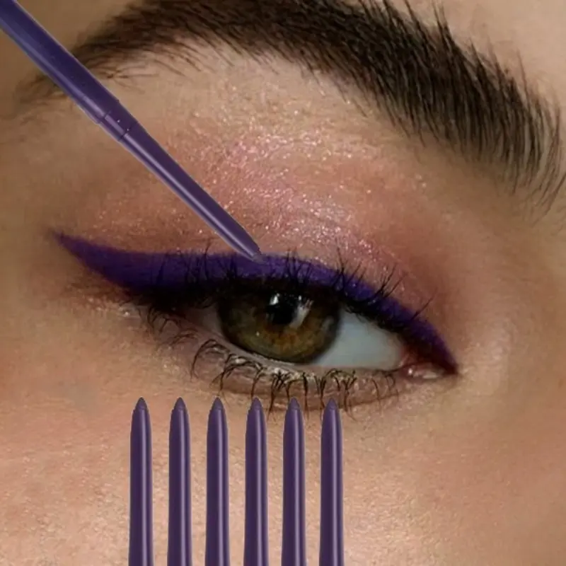 6Pcs Waterproof & Sweat-Proof Purple Eyeliner Pencil, Eyeliner Pencil Set - Long-Lasting, Smudge-Proof for Bold Eye Makeup, Easy Glide Formula for Perfect Wings - Purple, Winged Eyeliner, Sleek Design, Smudgeproof Makeup, Eye Makeup Product